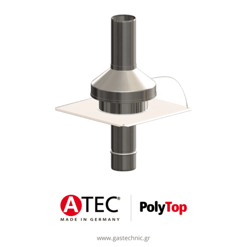 ATEC PolyTop Σετ ανοξείδωτου καπέλου καμινάδας με τερματικό σωλήνα 450 mm